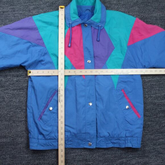 Vtg Charles Klein Front Snap Close Jacket Size Medium Color Block Retro 1990s - Picture 7 of 13